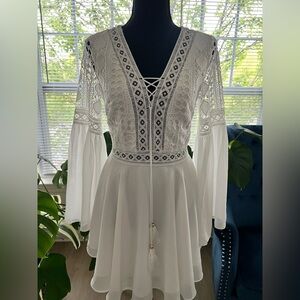 Elegant White Lace Dress Size S